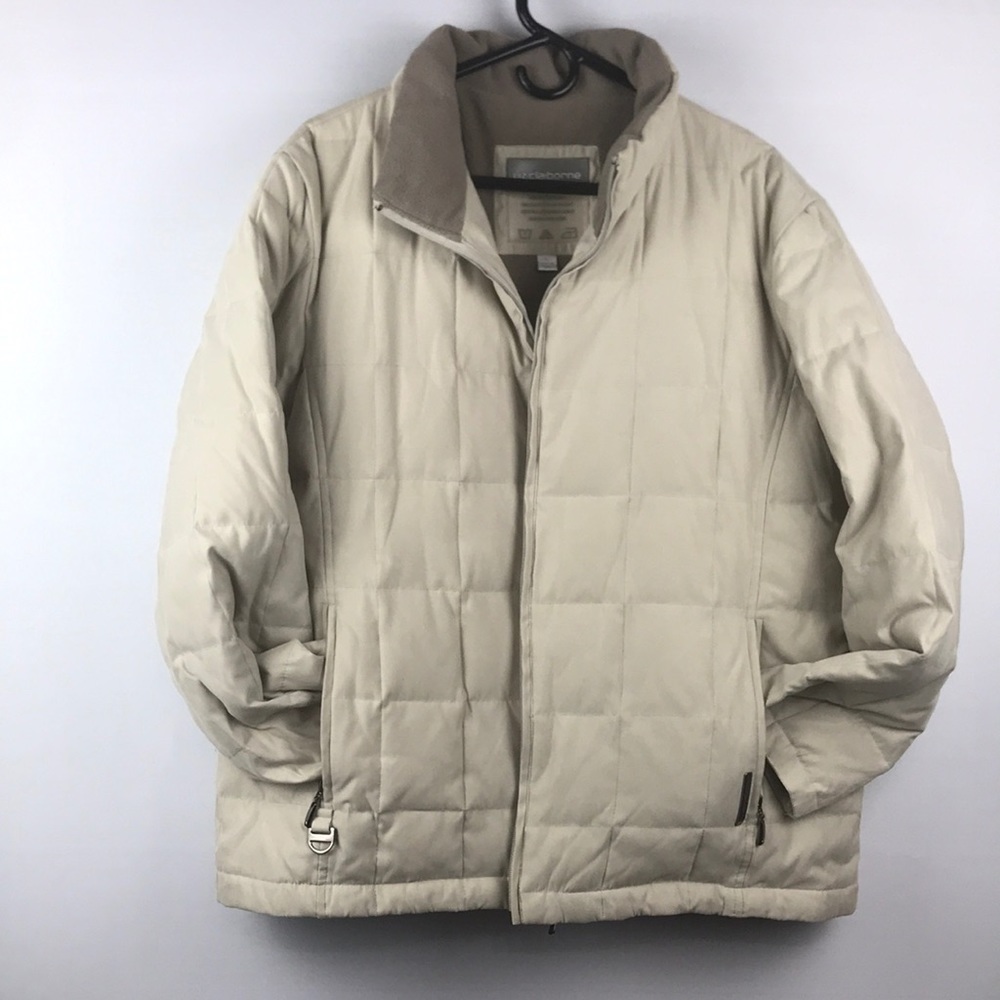 LIZ CLAIBORNE L TAN FLEECE JACKET WATER REPELLENT